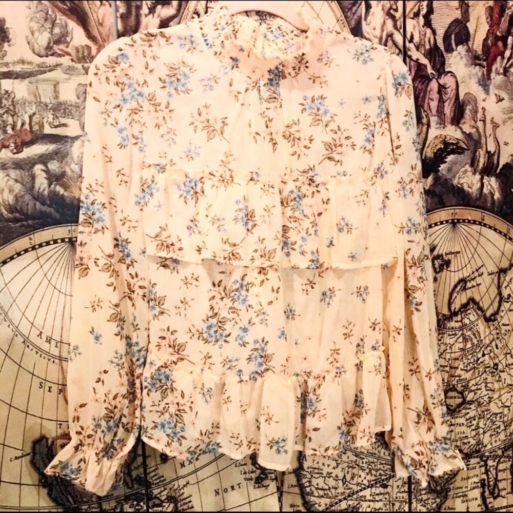 Peach layered floral top
